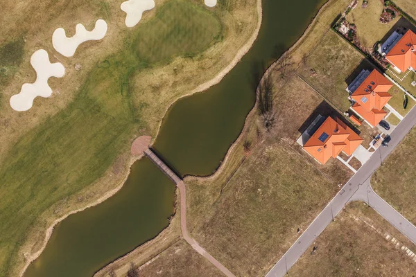 Aerial view over golf field — Stock Photo, Image