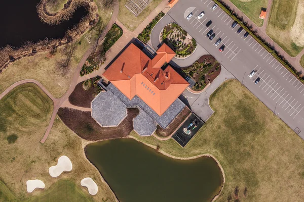 Aerial view over golf field — Stock Photo, Image