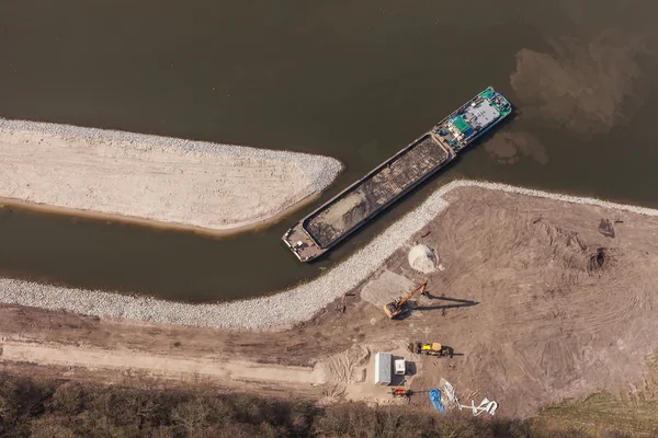 Aerial view of a river barge — Stock Photo, Image