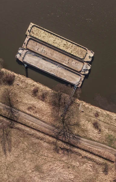 Aerial view of a river barge — Stock Photo, Image