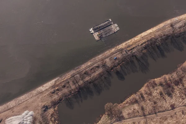 Aerial view of a river barge — Stock Photo, Image