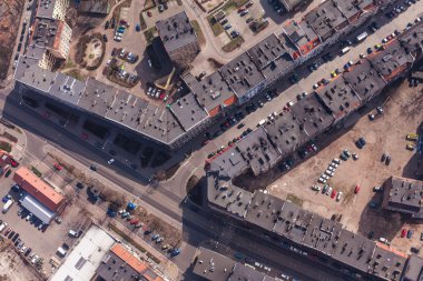 Wroclaw şehir banliyölerinde havadan görünümü