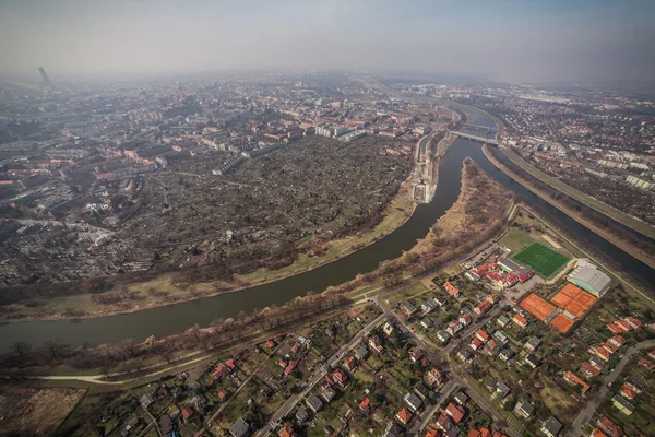 A légi felvétel a Wroclaw city center — Stock Fotó