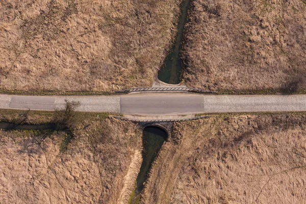 Aerial view over the small bridge — Stock Photo, Image