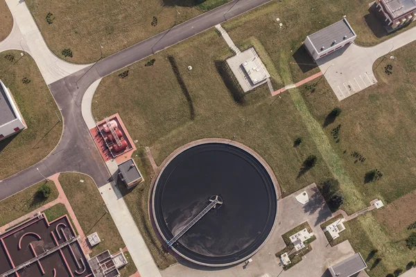 Aerial view of sewage treatment plant — Stock Photo, Image