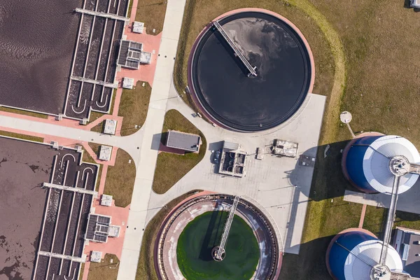 Vista aerea dell'impianto di trattamento delle acque reflue — Foto Stock