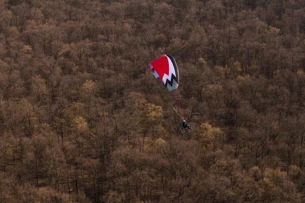 Αεροφωτογραφία της πλαγιάς που πετούν πάνω από το δάσος — Φωτογραφία Αρχείου