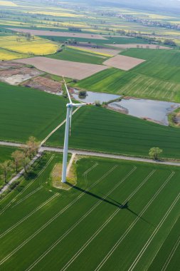 Rüzgar Türbini havadan görünümü alan 