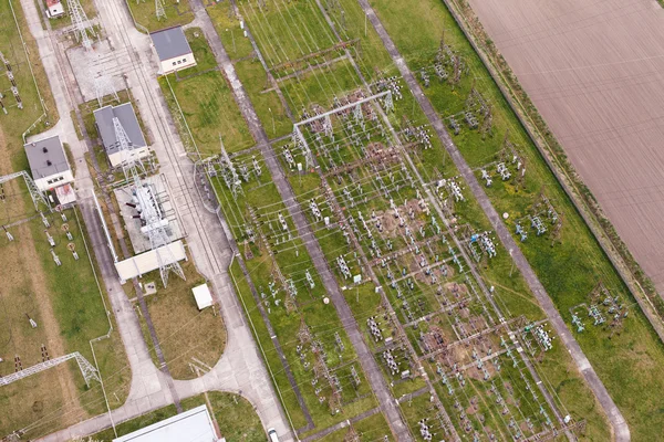 Aerial image of electrical substation in Poland — Stock Photo, Image