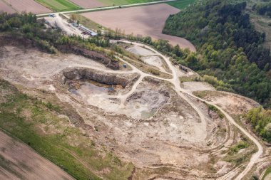 taş ocağı gölet havadan görünümü