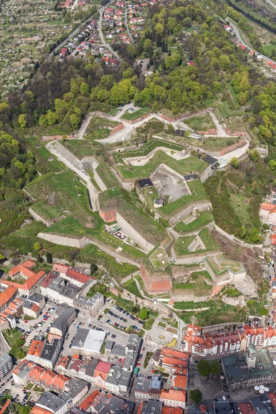 Aerial view of  the Klodzko city historic fortress — Stock Photo, Image