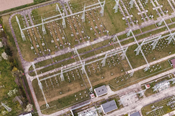 Luchtfoto afbeelding van elektrische onderstations in Polen Rechtenvrije Stockfoto's