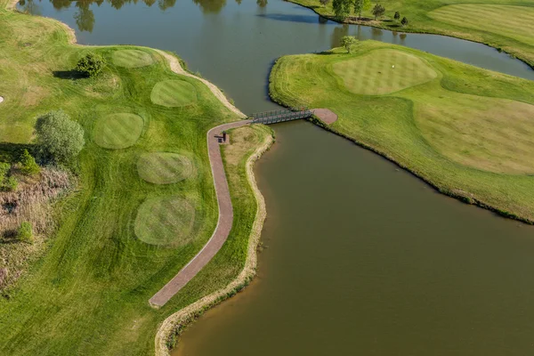 Aerial view over golf field — Stock Photo, Image