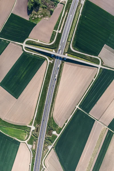 Aerial view of highway near Olesnica town — Stock Photo, Image