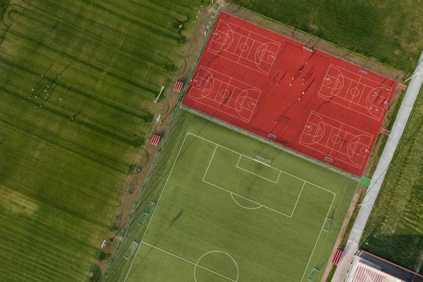 Aerial view of a football ground in Wroclaw city — Stock Photo, Image