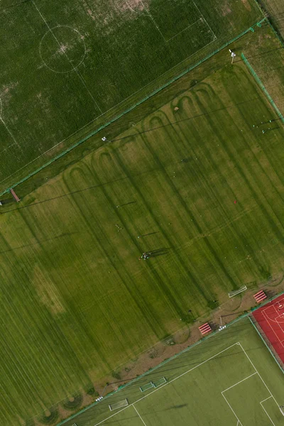 Aerial view of a football ground in Wroclaw city — Stock Photo, Image