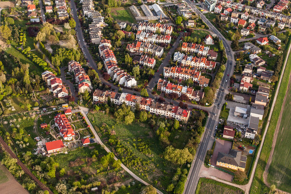 Aerial view of wroclaw city suburbs in Poland