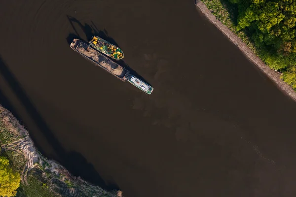 Aerial view of a river barge — Stock Photo, Image