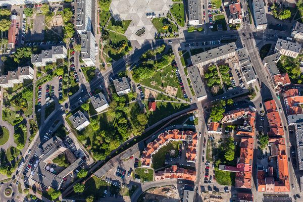 Aerial view of Olesnica city in Poland