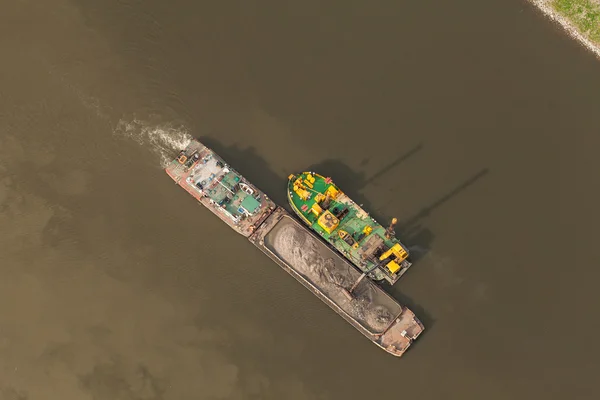 Aerial view of a river barge — Stock Photo, Image