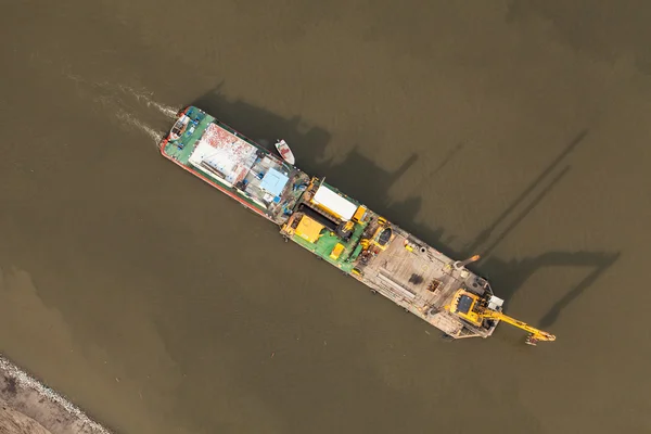 Aerial view of a river barge — Stock Photo, Image