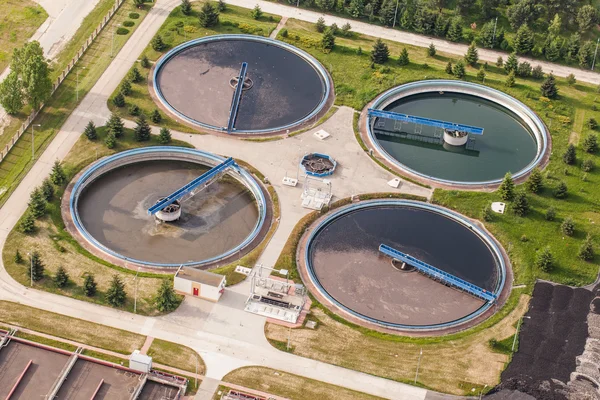 Aerial view of sewage treatment plant — Stock Photo, Image