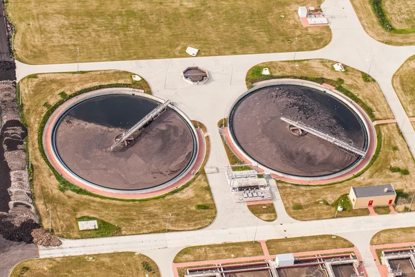 Aerial view of sewage treatment plant — Stock Photo, Image