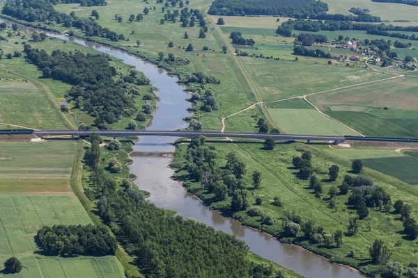 Aerial view of the Odrariver — Stock Photo, Image