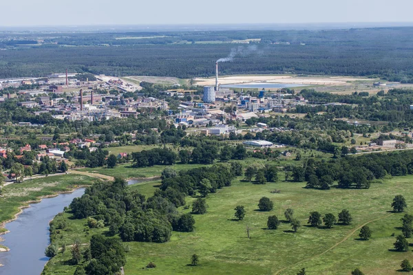 Vista aérea del río Odra cerca de Brzeg Dolny ciudad —  Fotos de Stock