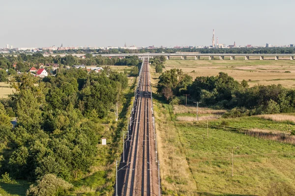 Luchtfoto van de spoorlijn — Stockfoto