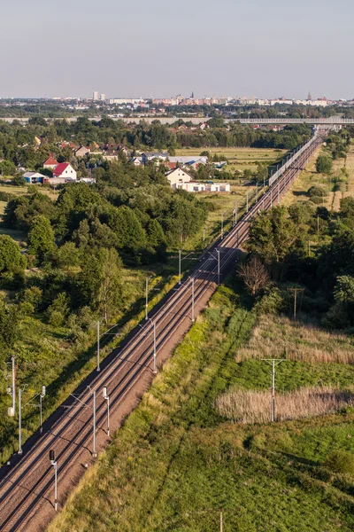 Luchtfoto van de spoorlijn — Stockfoto