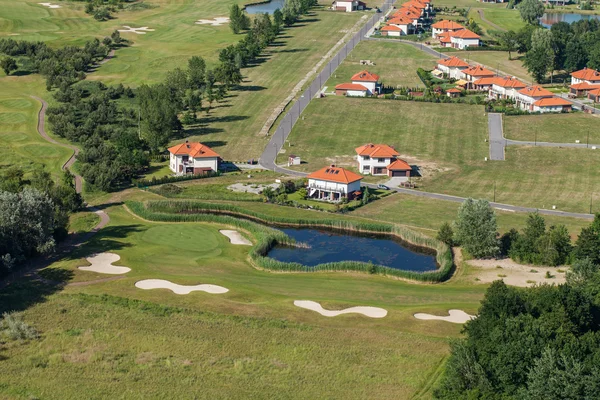 Aerial view over golf field — Stock Photo, Image