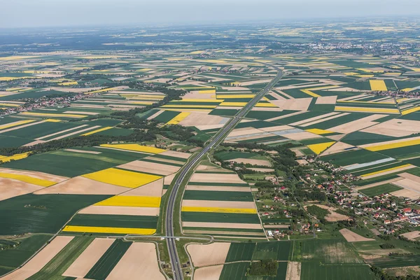 Vista aérea dos campos de colheita — Fotografia de Stock