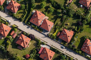 wroclaw şehir banliyölerinde havadan görünümü