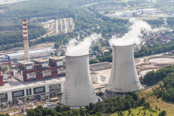 aerial view of coal power plant in Poland