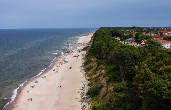 Aerial view of sandy polish beach on Baltic sea — Stock Photo, Image