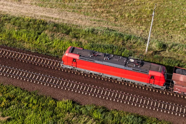 Tren ve demiryolu parça havadan görünümü — Stok fotoğraf