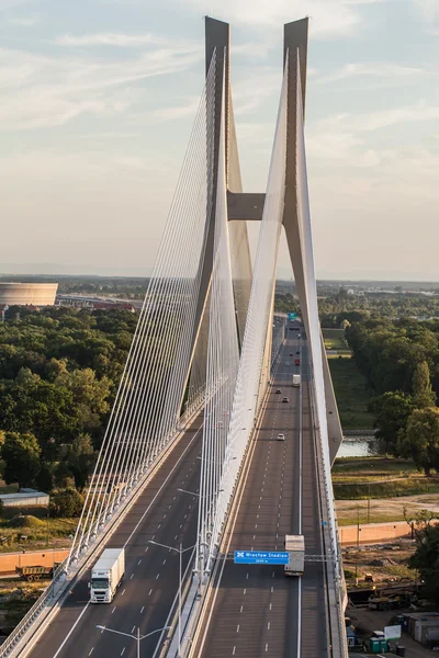 Vue aérienne de l'autoroute en Pologne — Photo