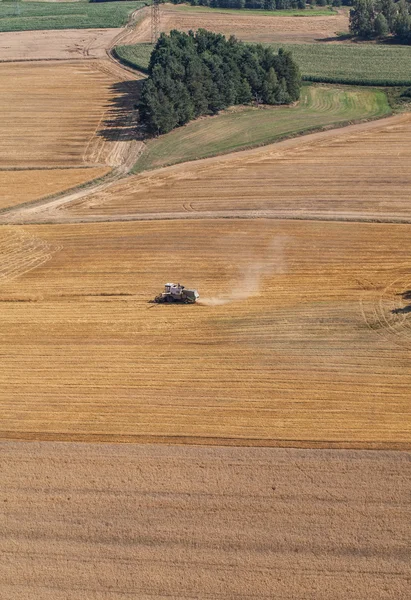 Luftaufnahme des Mähdreschers auf dem Erntefeld — Stockfoto