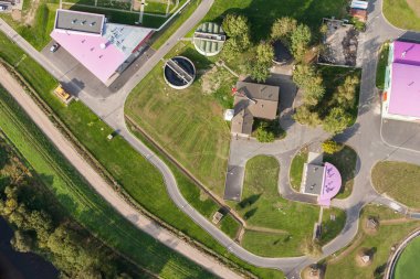 kanalizasyon arıtma tesisi havadan görünümü