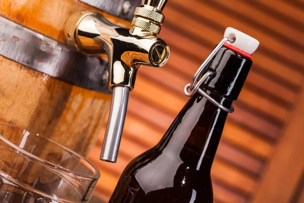 Bottle of light beer on table — Stock Photo, Image