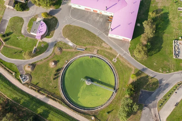 Aerial view of sewage treatment plant — Stock Photo, Image