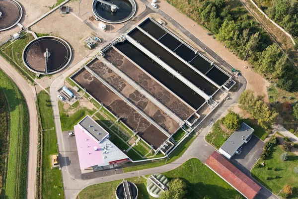 Aerial view of sewage treatment plant — Stock Photo, Image