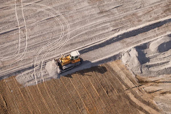 Aerial view of the working earth mover — Stock Photo, Image