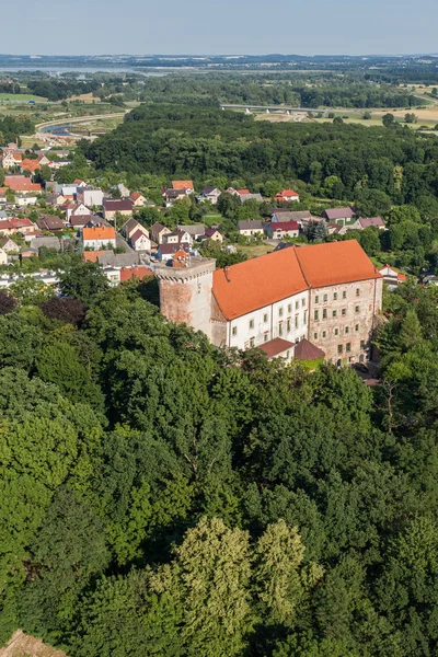 Letecký pohled na hrad Otmuchow — Stock fotografie