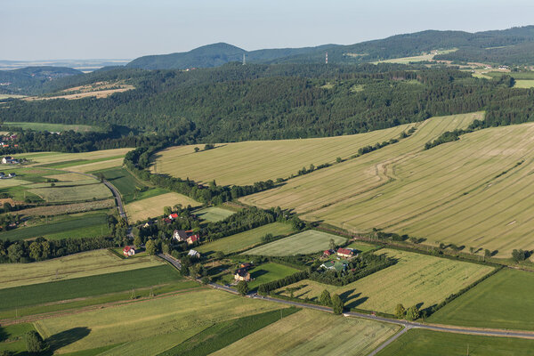 Aerial view of the  lawnica village near Klodzko city