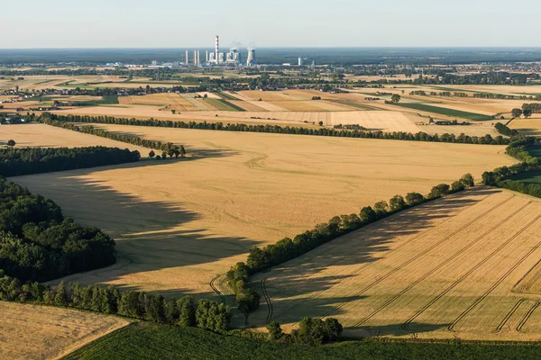 Vista aérea dos campos de colheita — Fotografia de Stock