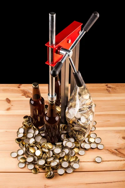 Bottles of homemade beer — Stock Photo, Image