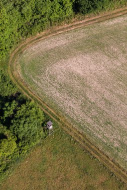 Aerial view of harvest fields clipart
