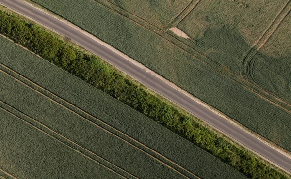Aerial view of village road — Stock Photo, Image